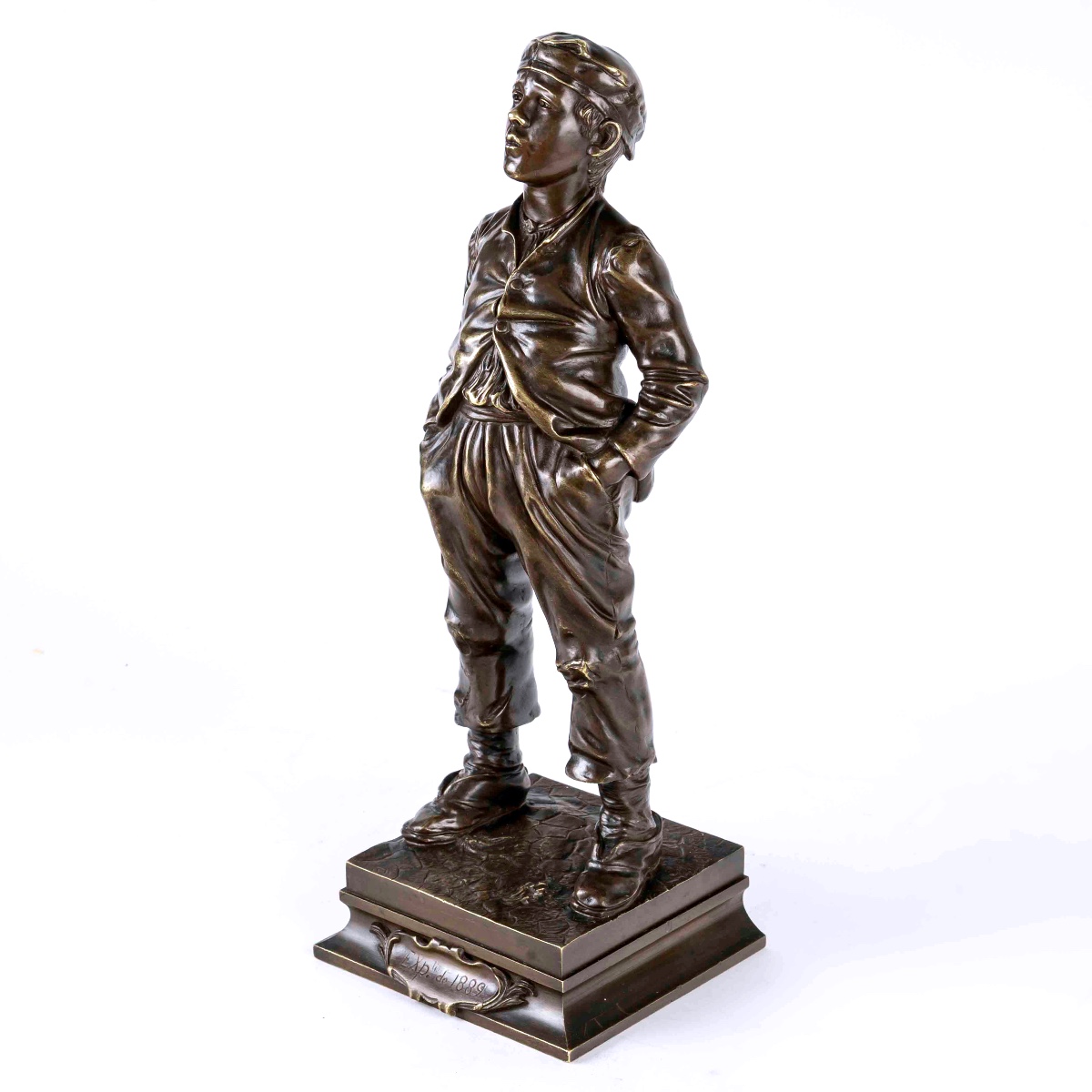 “le Soufflant” – Sculpture En Bronze Signée Hertzberg, Exposée En 1889