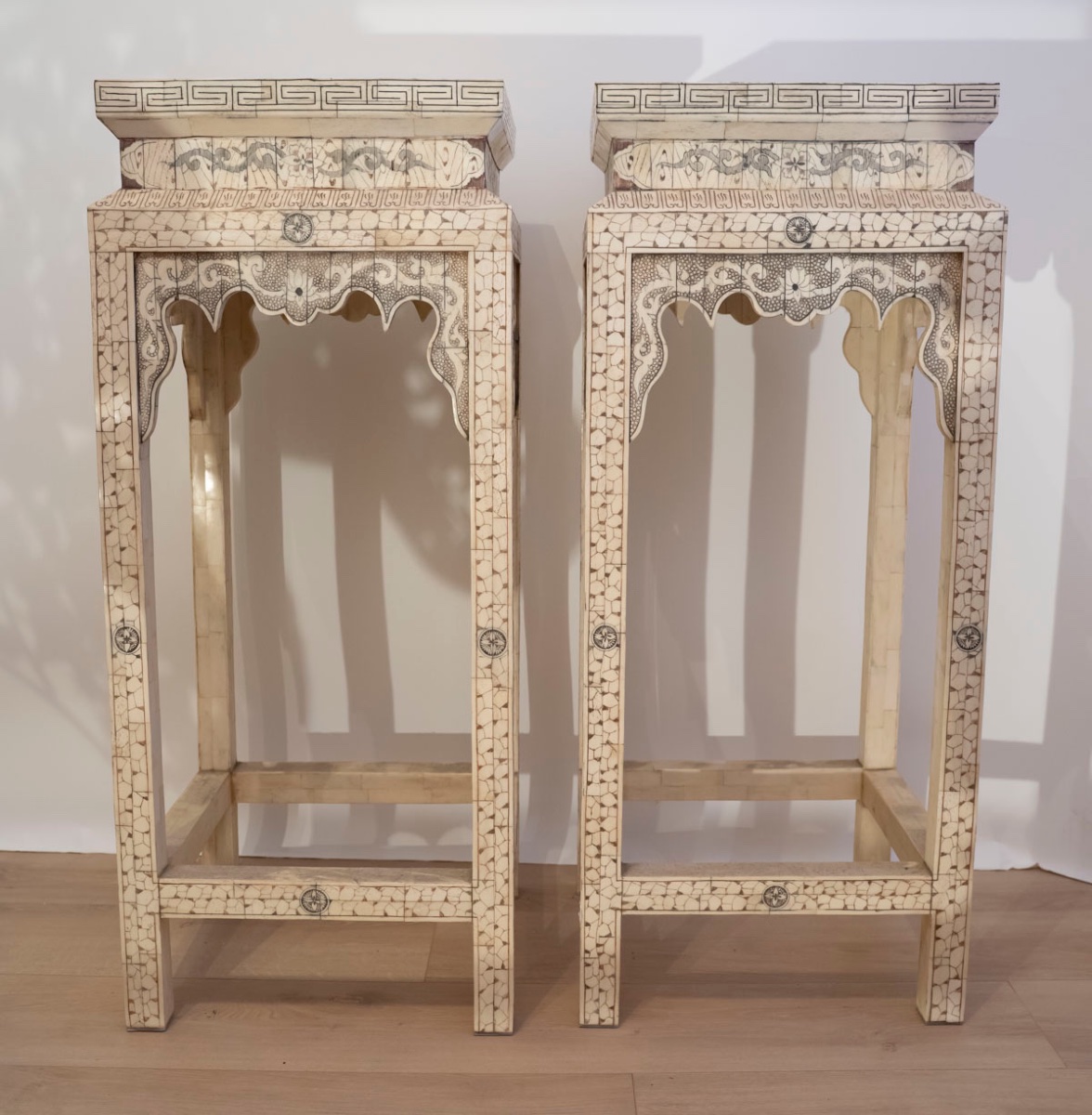 Rare 19th Century Chinese Carved Bone Veneer Furniture Set-photo-4