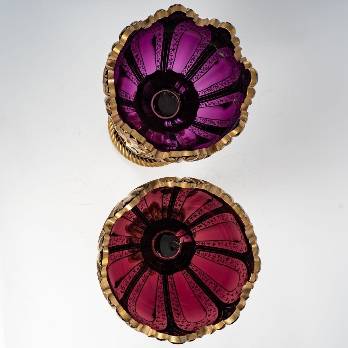 Pair Of Bohemian Gold-enameled Crystal Cups, 19th Century-photo-4