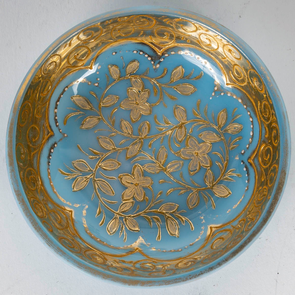 Rare Service En Opaline Turquoise émaillé En Or, 19eme Siècle -photo-2