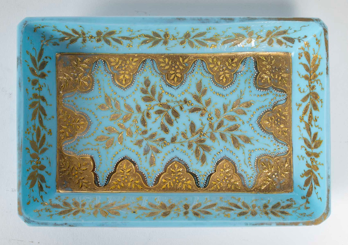 Rare Service En Opaline Turquoise émaillé En Or, 19eme Siècle -photo-4