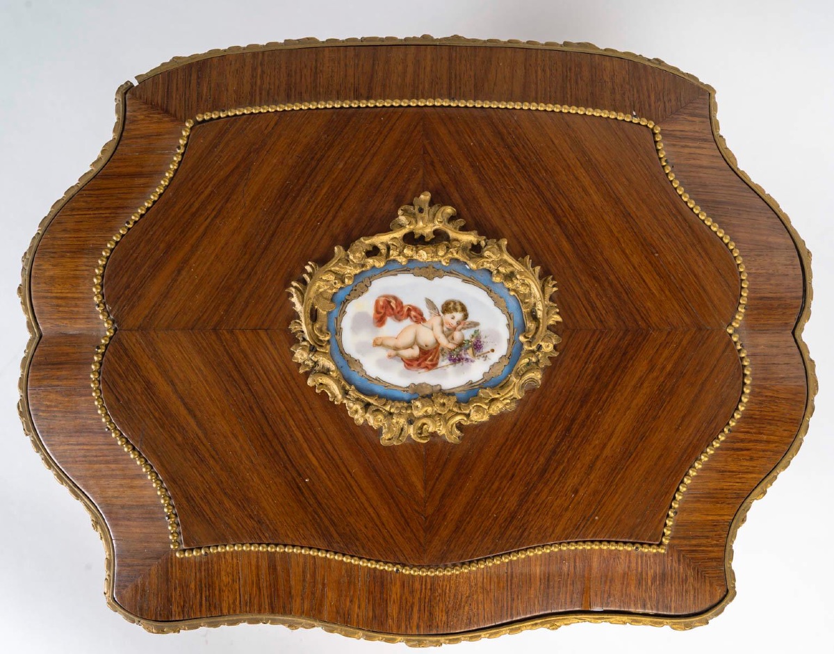 Rare 19th Century Wooden And Sèvres Porcelain Liqueur Cellar-photo-4