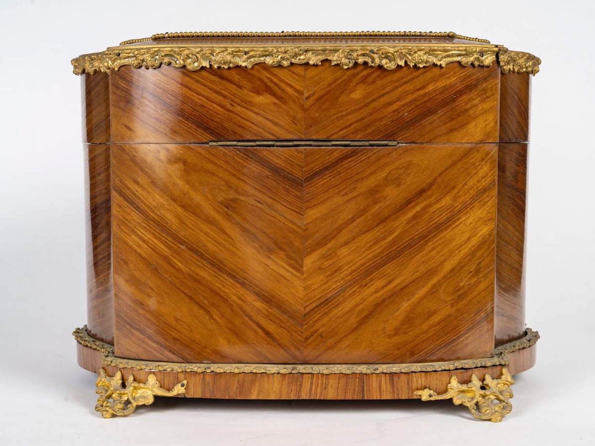 Rare 19th Century Wooden And Sèvres Porcelain Liqueur Cellar-photo-5