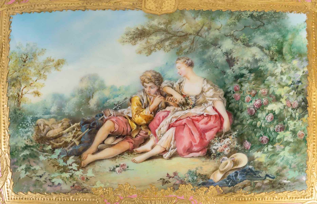 Paire Rare De Boîtes En Porcelaine De Sèvres émaillée à L’or, Peint à La Main -photo-2