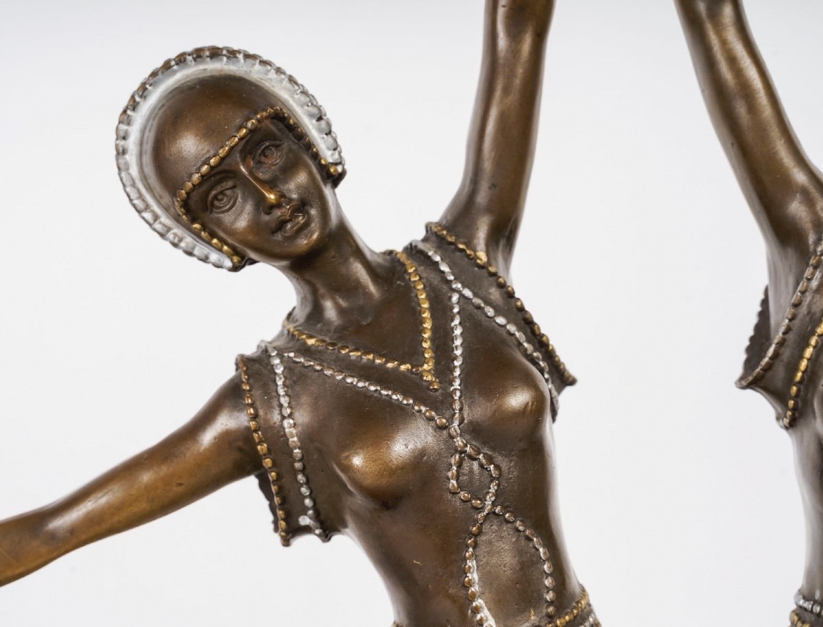 Sculpture en Bronze "Les Danseuses" – Socle en Marbre Noir-photo-2