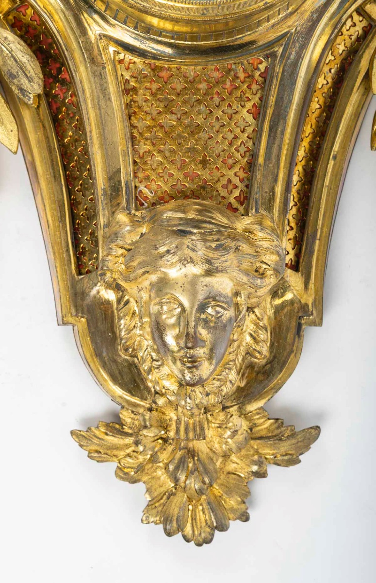 Cartel en bronze doré, 19ème siécle-photo-1