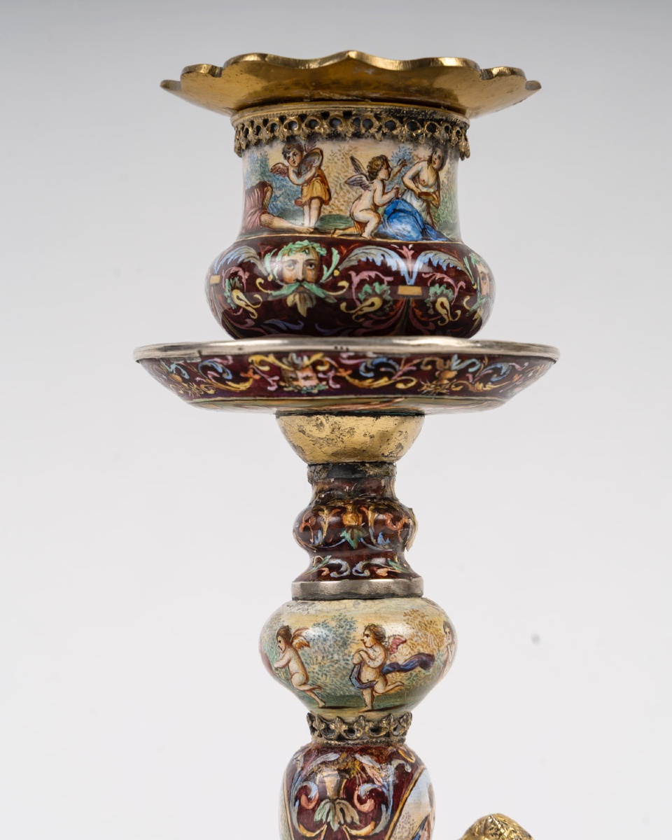 Pair Of Silver Candelabra, Vienna, 19th Century-photo-3