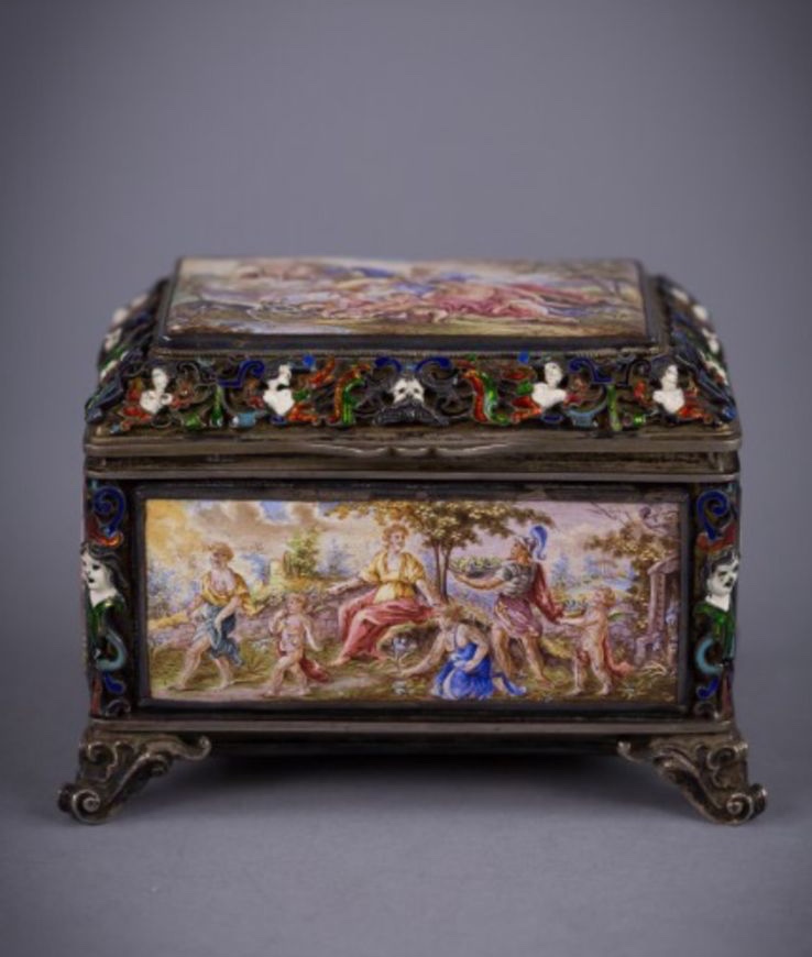 Boîte en Argent et Émail de Vienne – 19e Siècle