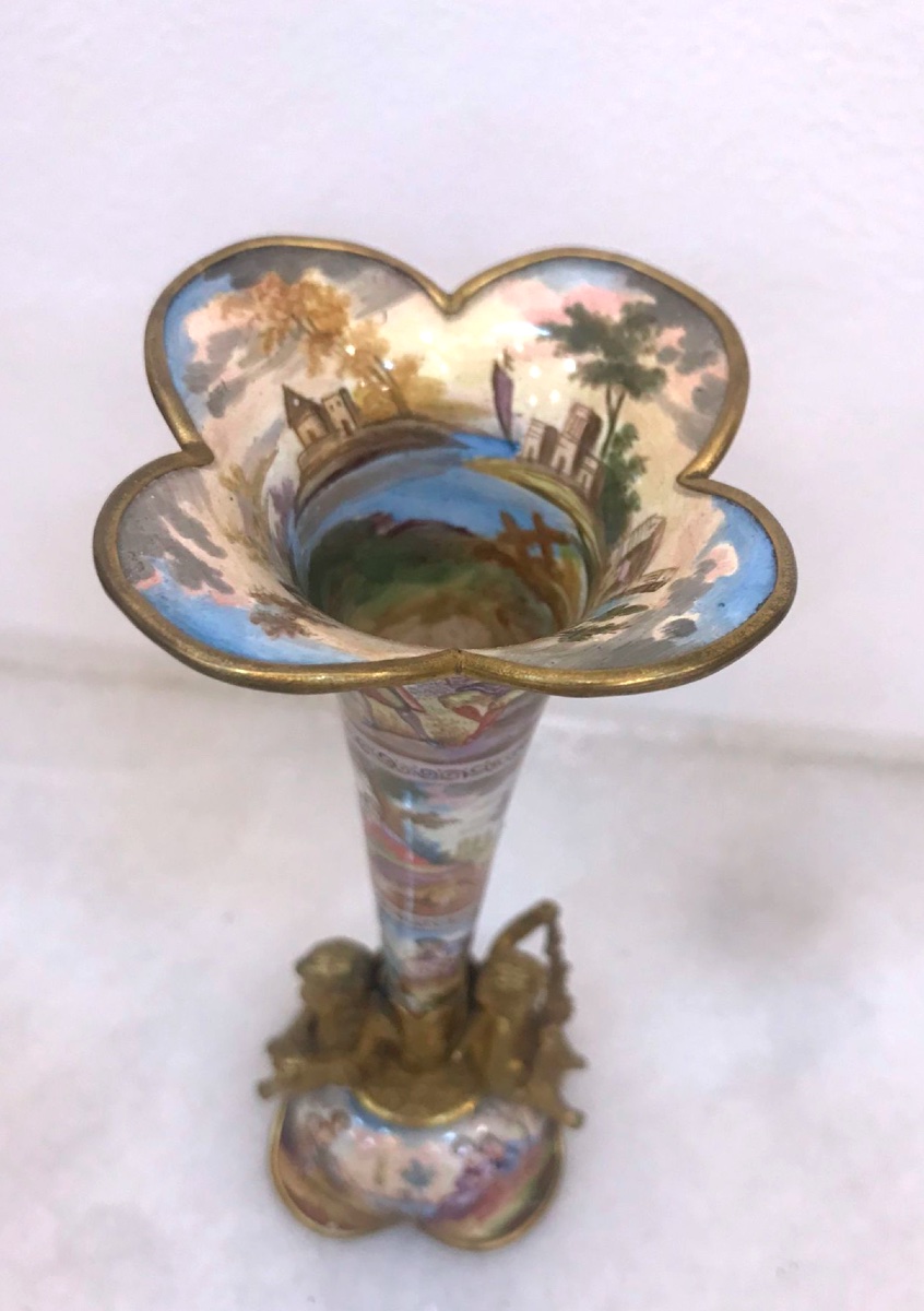 Vase de Vienne en Métal Émaillé, de style Autrichien, du 19e Siècle-photo-2