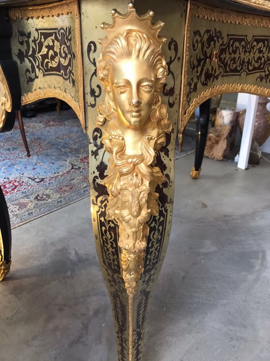 Bureau de Style Boulle en Bois Ébonisé, France, 19e Siècle-photo-3