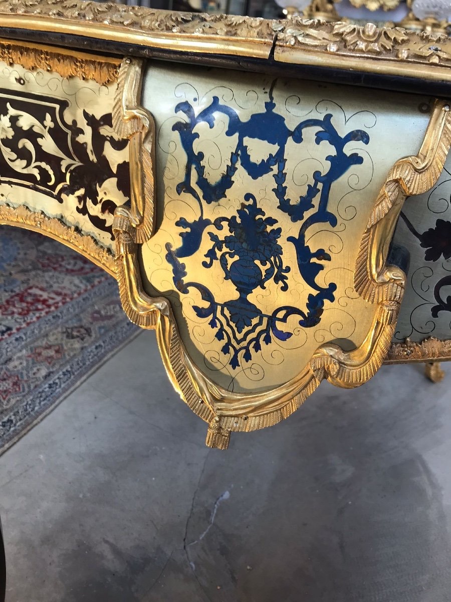 Bureau de Style Boulle en Bois Ébonisé, France, 19e Siècle-photo-2