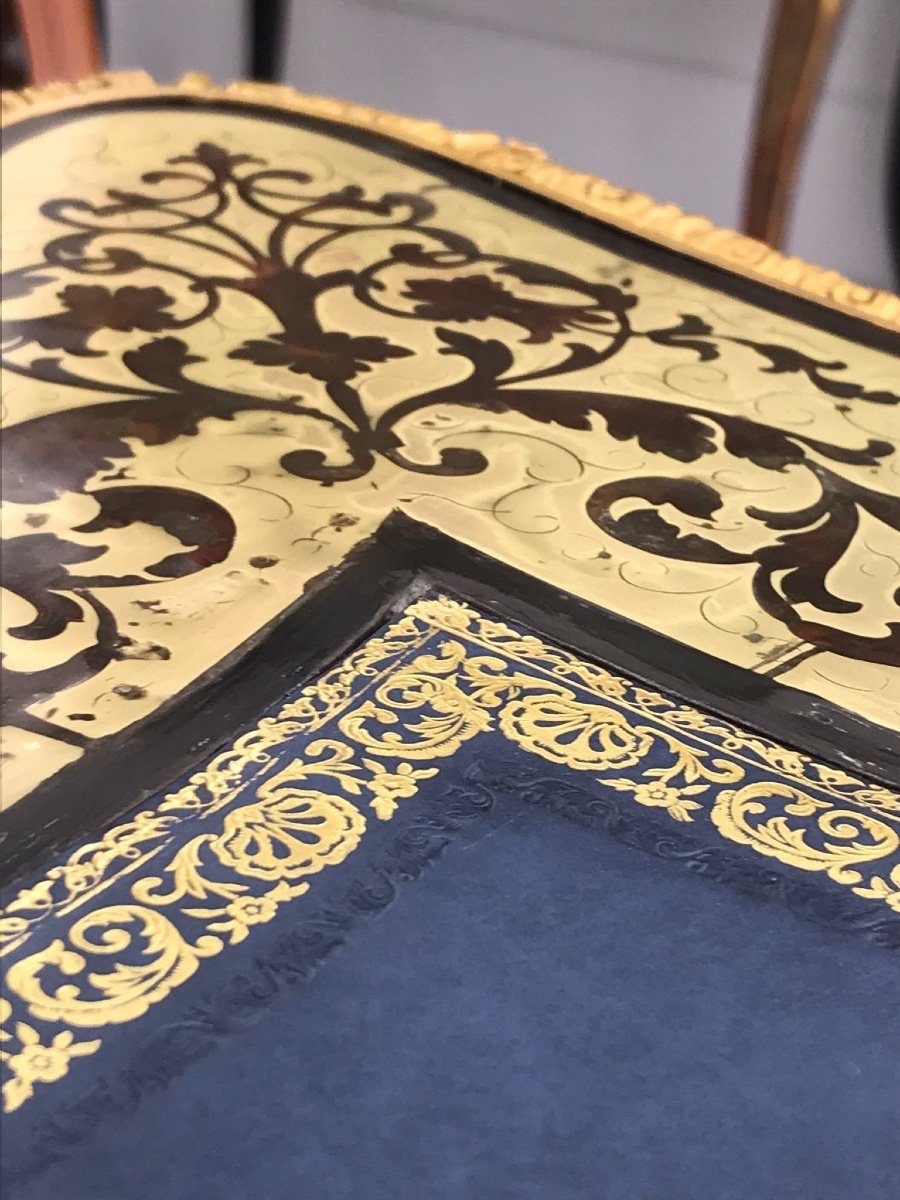 Bureau de Style Boulle en Bois Ébonisé, France, 19e Siècle-photo-5