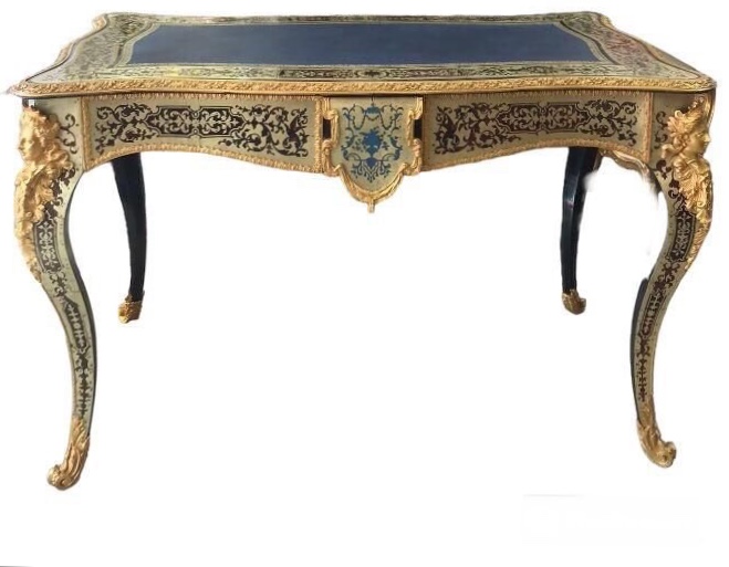 Bureau de Style Boulle en Bois Ébonisé, France, 19e Siècle