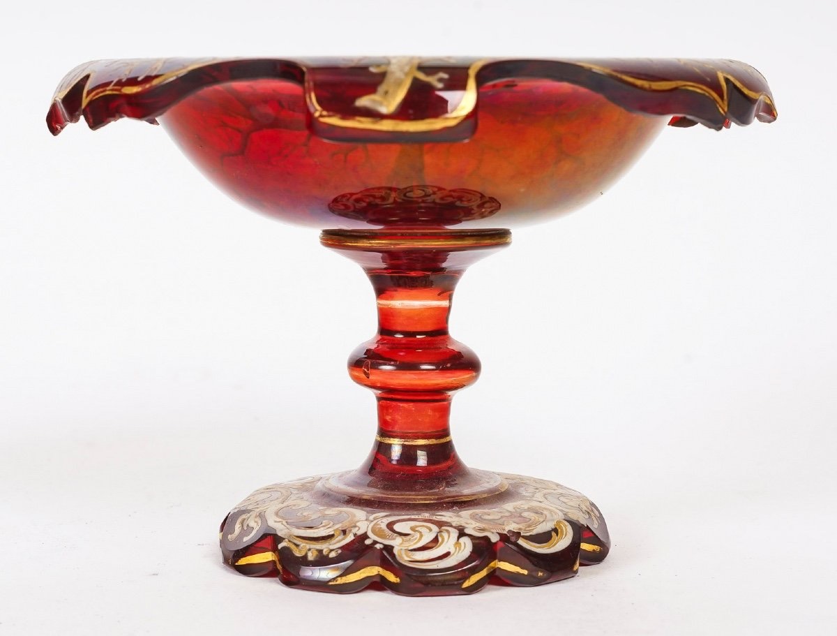 Coupe en Cristal de Bohème Émaillé, XIXe Siècle-photo-3