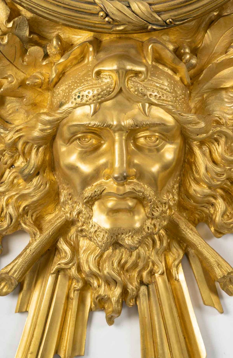 Mercury-gilded Bronze Cartel, Enamelled Dial Signed Brun Paris-photo-2