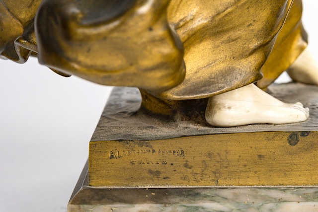 Chryselephantine In Bronze And Ivory Signed H. Levasseur -photo-2