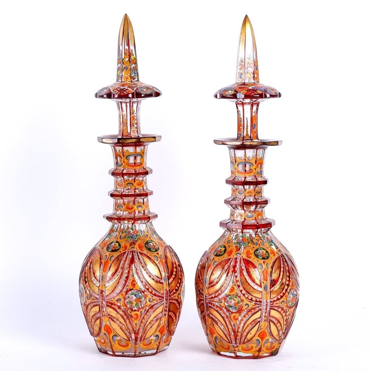 Enameled And Gilded Crystal Decanters – 19th Century