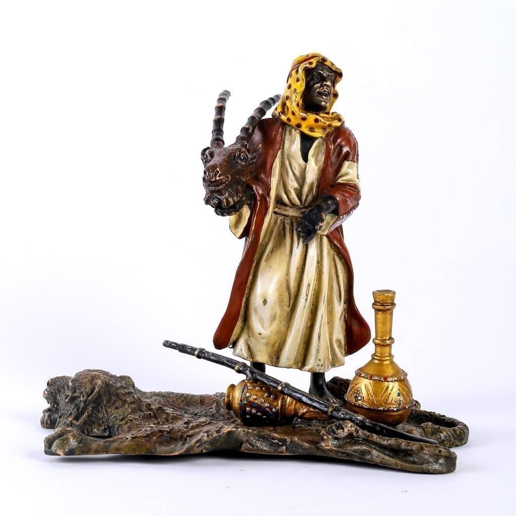Orientalist Hunting Scene In Vienna Bronze – Signed Franz Bergman