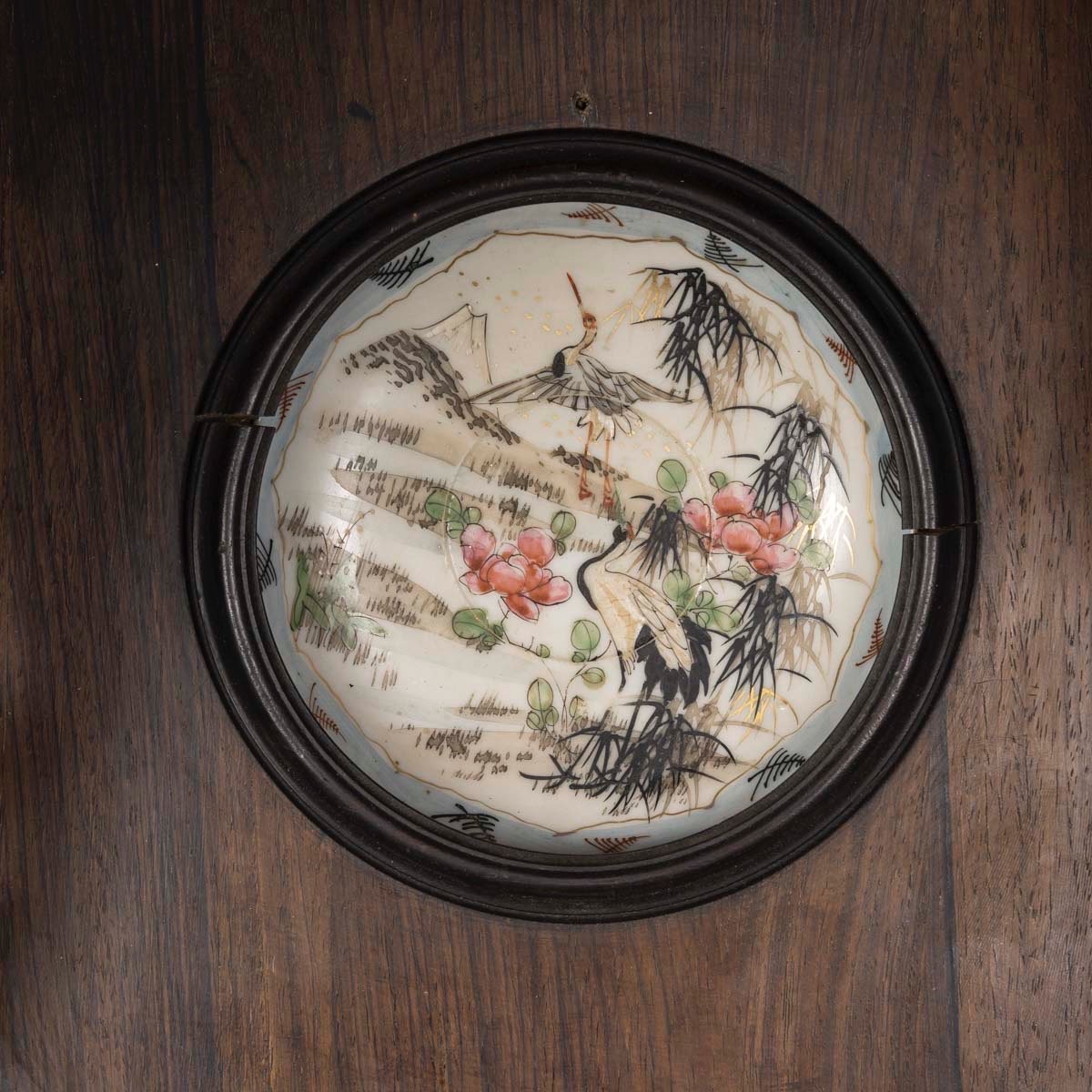 Pair Of Carved Wood And Porcelain Medallion Wall Shelves – French Work-photo-1