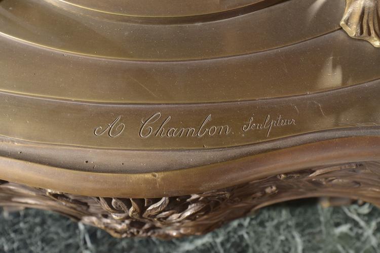 Pair Of Monumental Gilt Bronze Vases – Alban Chambon, 1900-photo-2