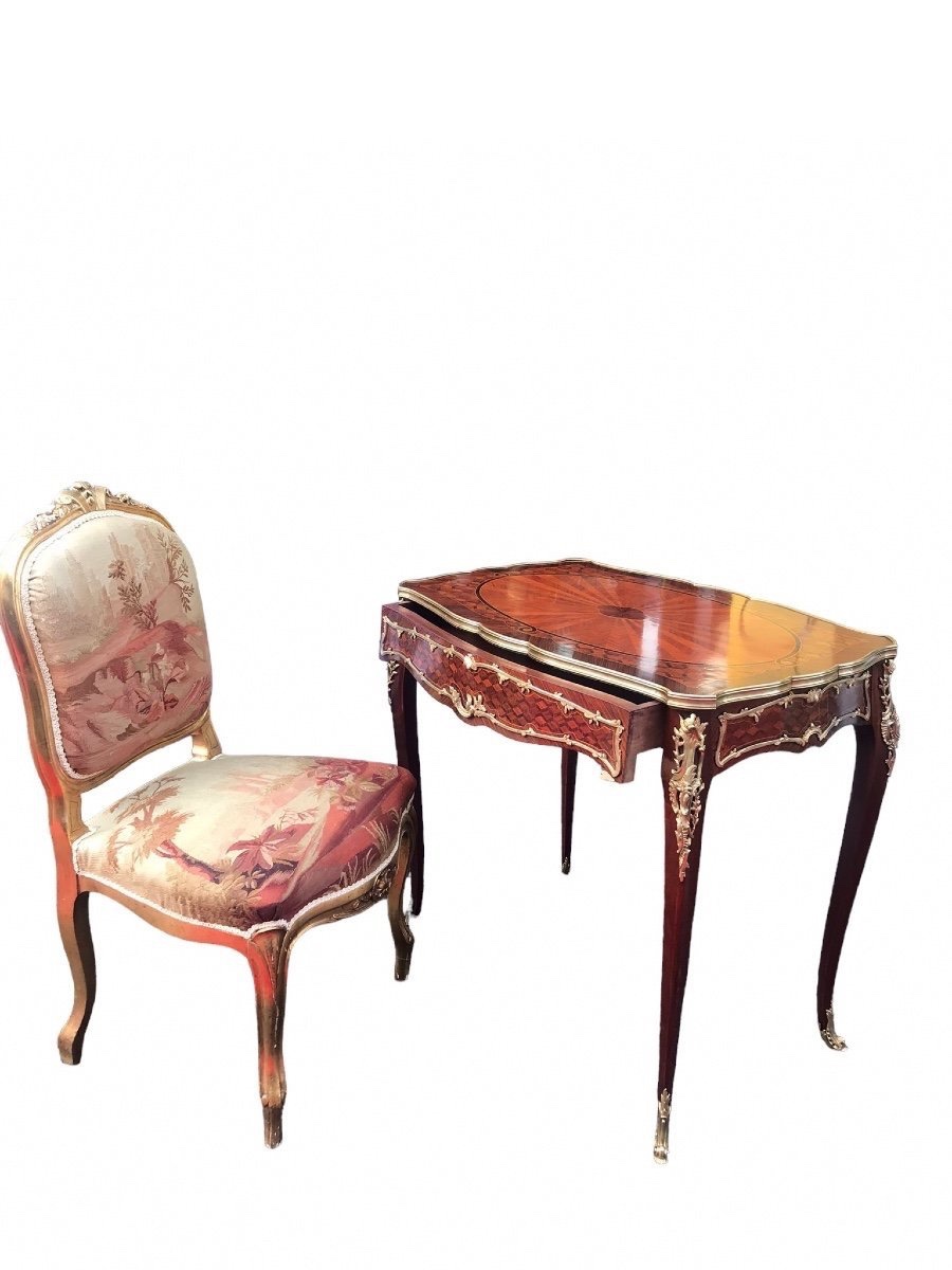 François Linke Style Marquetry Desk – 19th Century-photo-1
