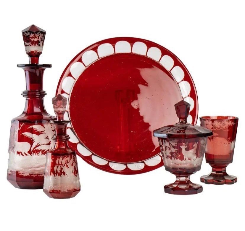 Engraved Bohemian Crystal Service – 19th Century-photo-2