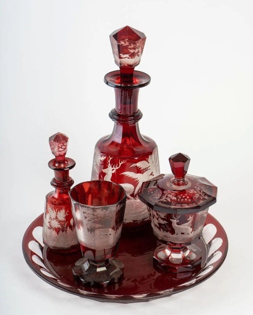 Engraved Bohemian Crystal Service – 19th Century
