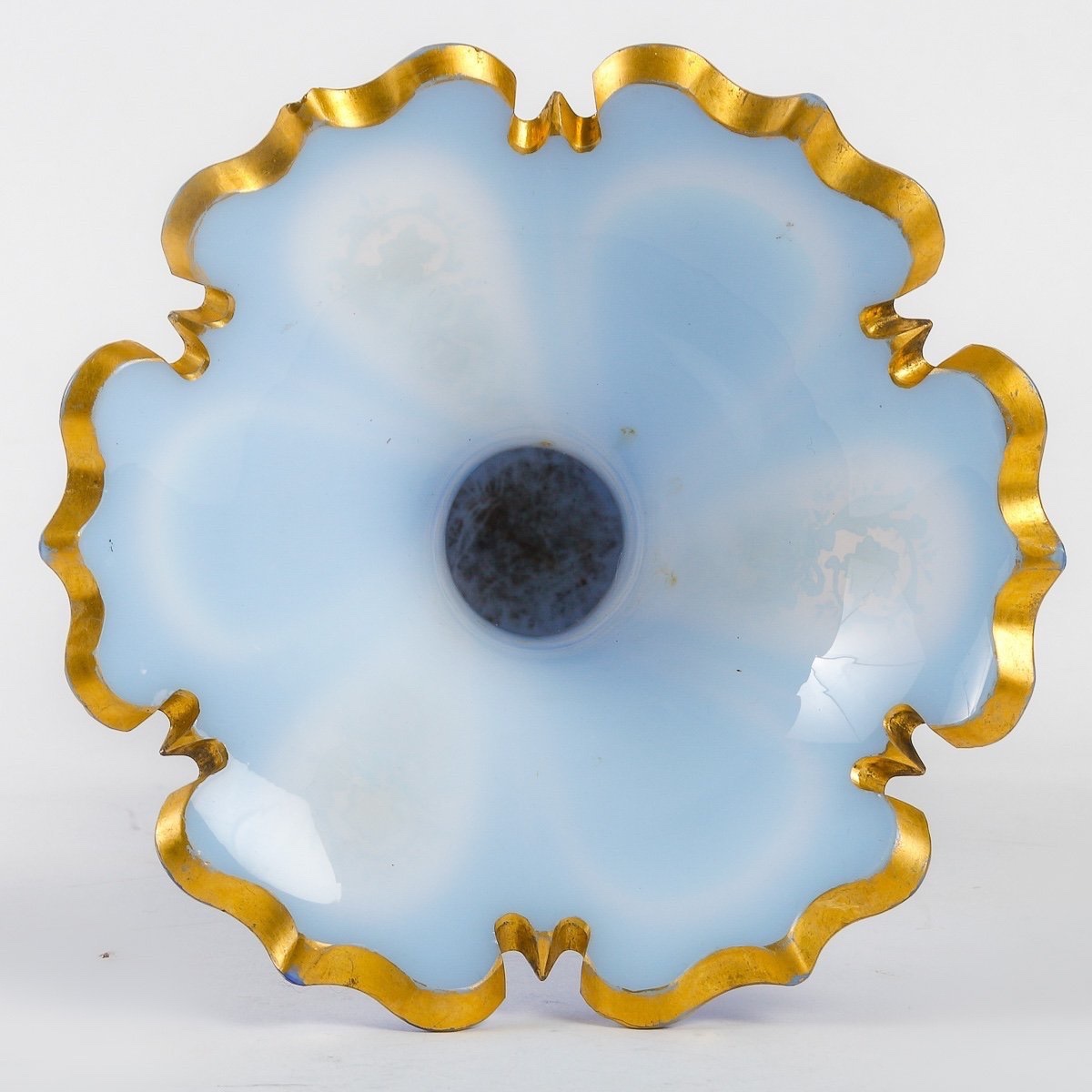 Vase en Opaline Torsadé Bleu Cobalt Émaillé, 19ᵉ Siècle-photo-3