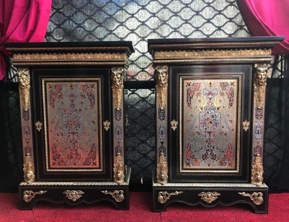 Paire de Commodes en Marqueterie de Boulle, Époque Napoléon III, XIXᵉ Siècle
