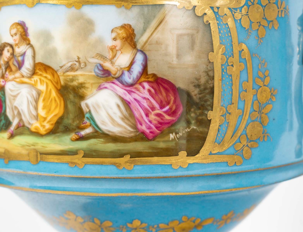 Rare paire de vases en porcelaine de Sèvres, époque Napoléon 3-photo-6