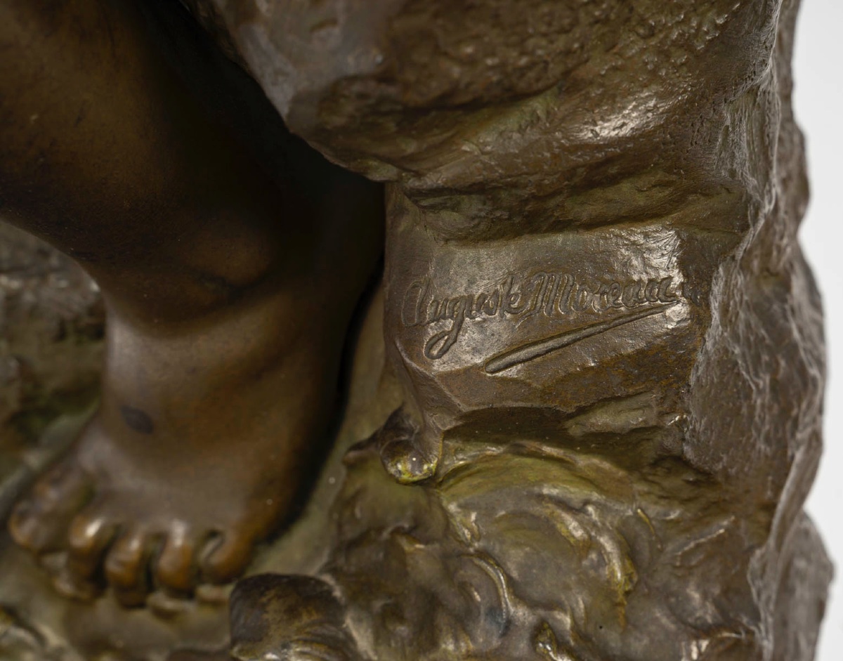 Auguste Moreaux – Sculpture d’une jeune fille, en régule patiné 1890-photo-1