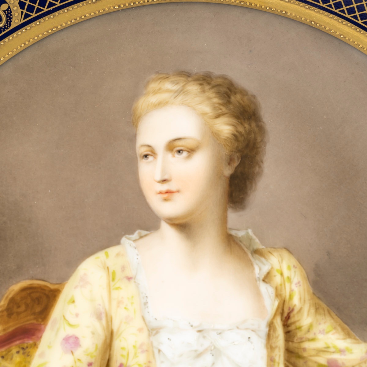 Gueridon en plaque de porcelaine, marque et signé C.heer.-photo-1