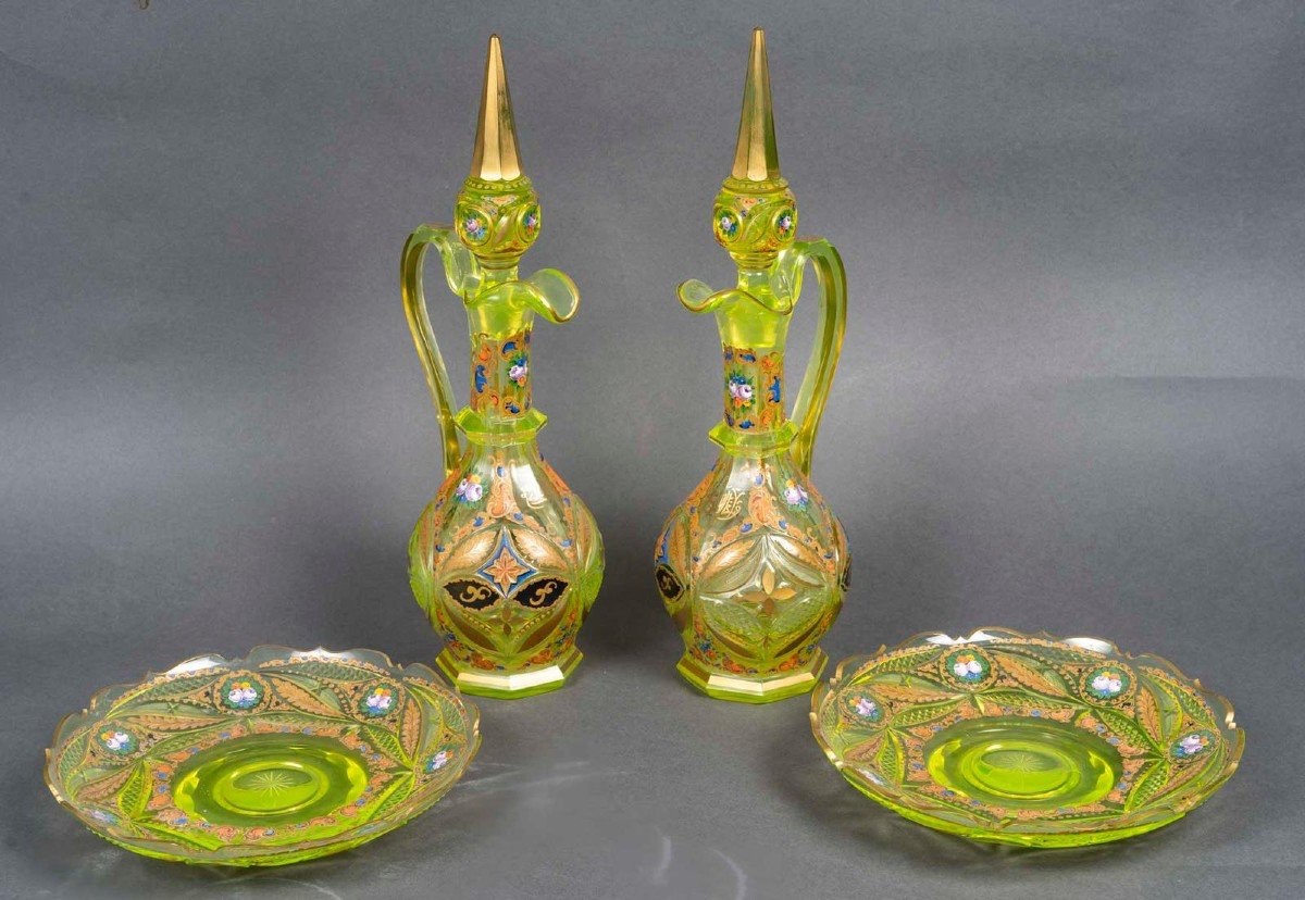 Rare Pair Of Gold-enameled Oralin Ewers, Attributed To Fath Ali Shah Qajar-photo-2