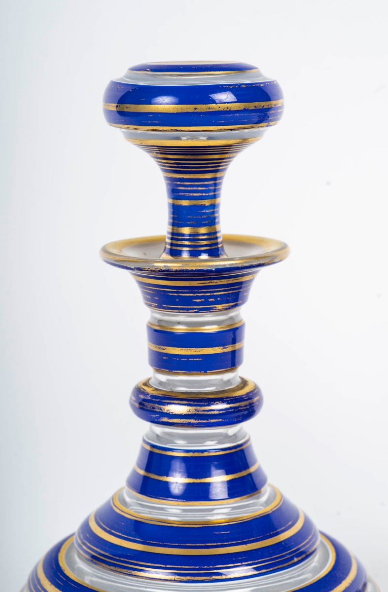 Pair Of Triple-layer Opaline Perfume Bottles, 19th Century-photo-3