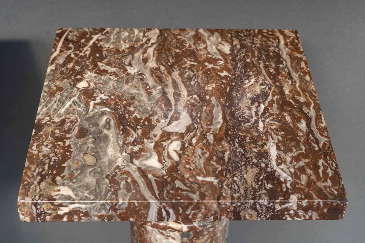 Pair Of Rance Des Flandres Marble Columns, Gilt Bronze Mounts, 19th Century-photo-7