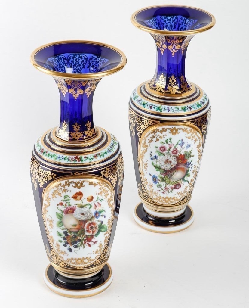 Pair Of Baccarat Crystal Vases, 19th Century.