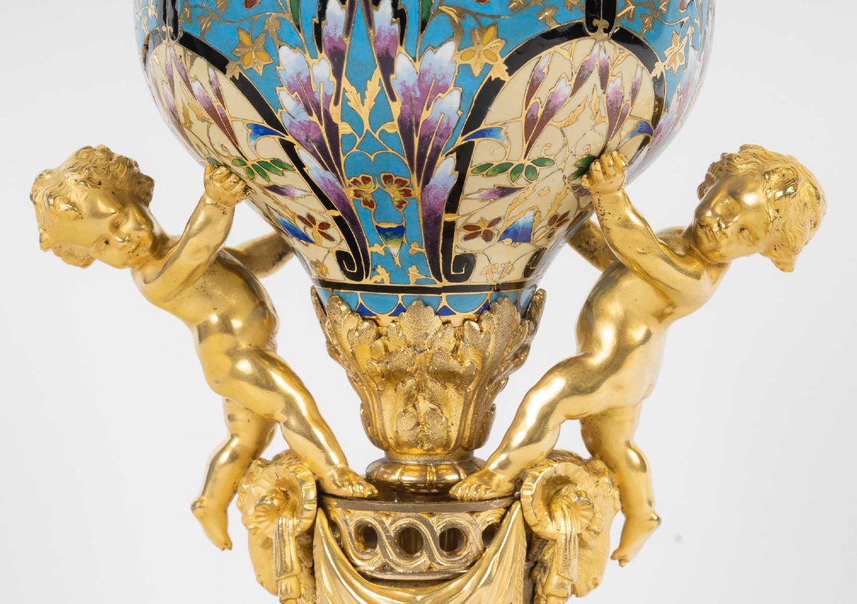 Rare Cloisonné Bronze Vase, 19th Century -photo-2