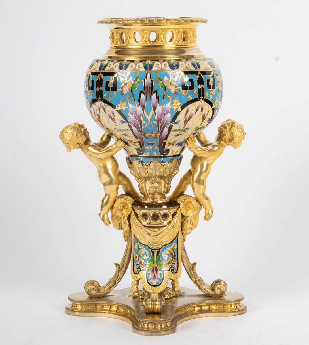 Rare Cloisonné Bronze Vase, 19th Century -photo-4