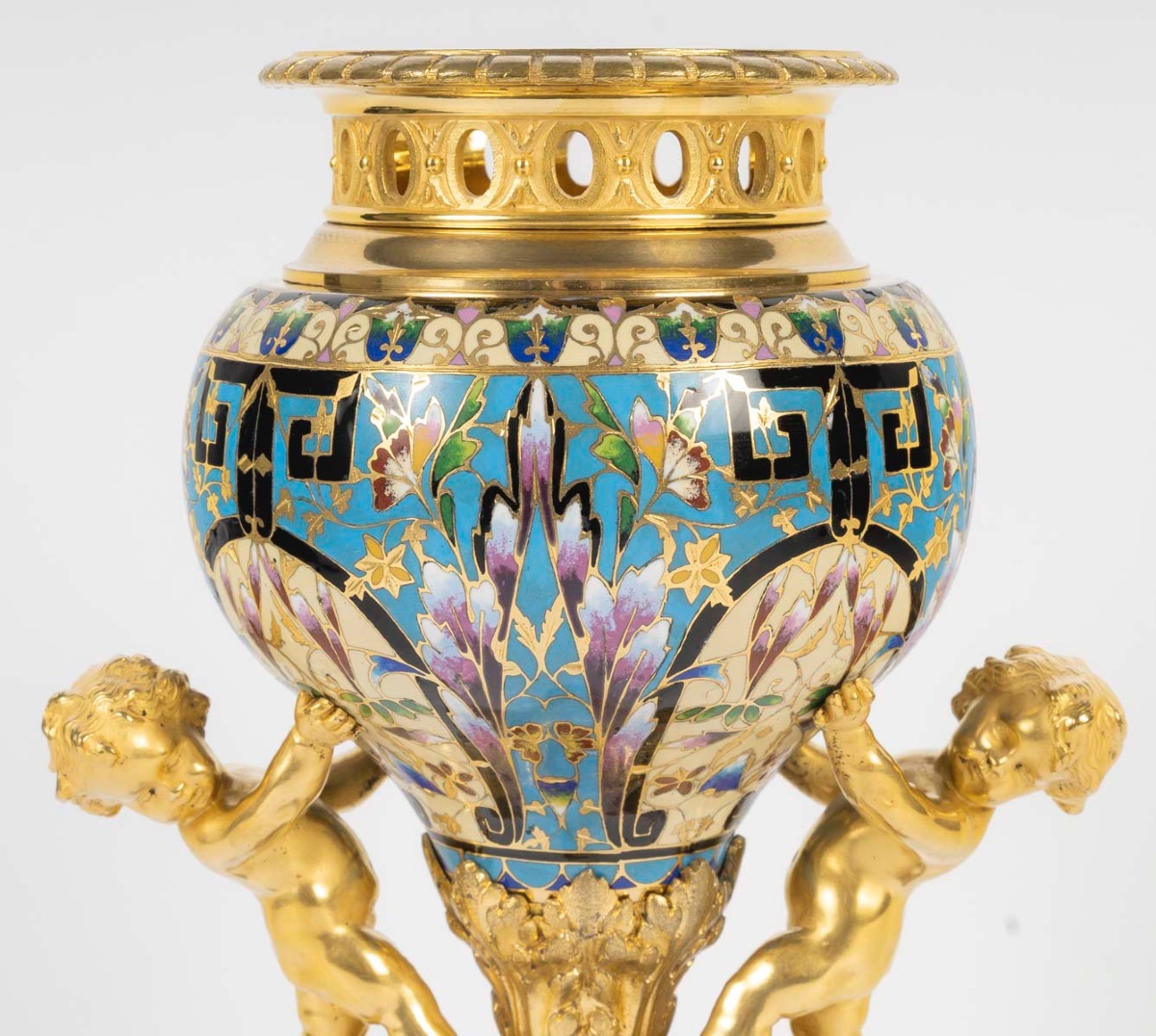 Rare Cloisonné Bronze Vase, 19th Century -photo-3