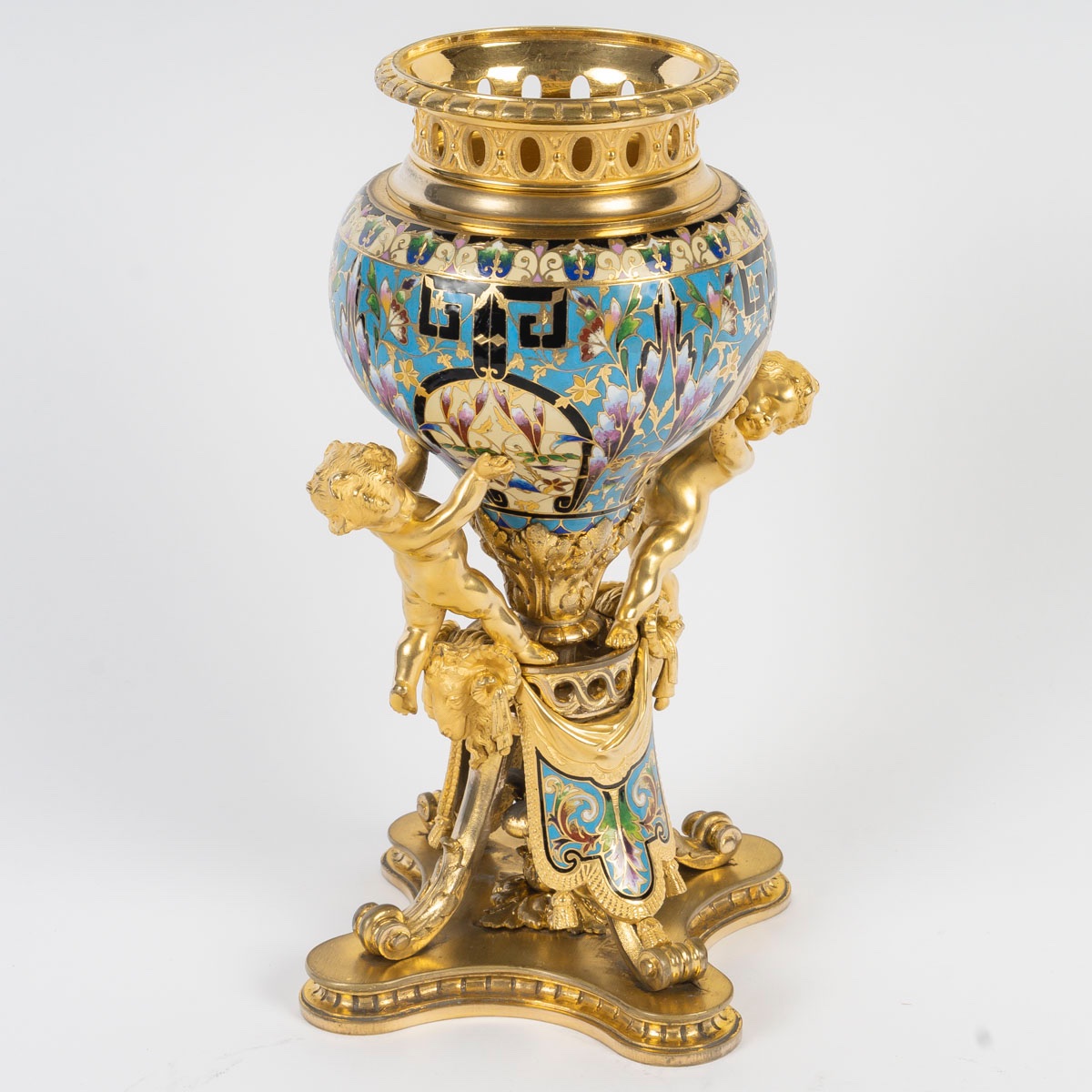 Rare Cloisonné Bronze Vase, 19th Century -photo-6