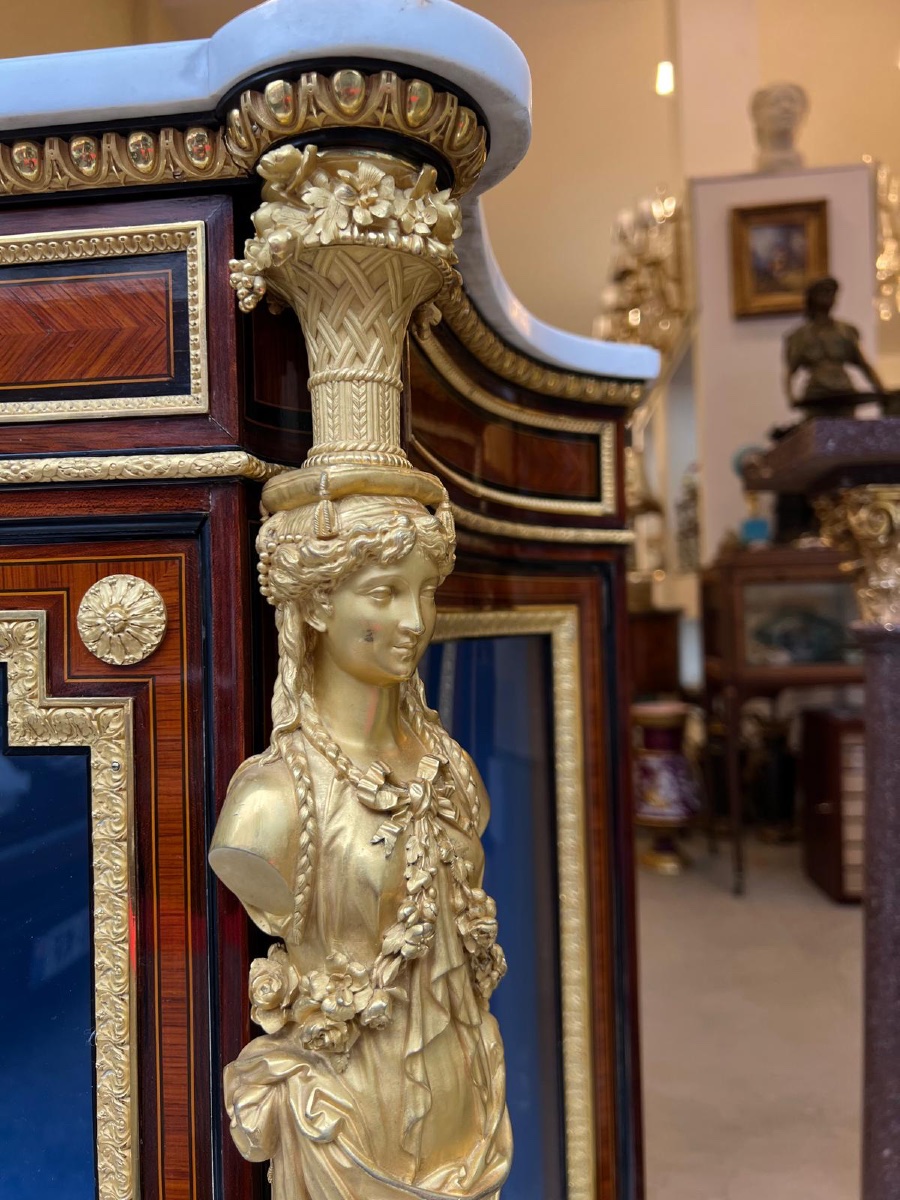 Pair Of Display Cabinets – Napoleon III Period, Fourdinois Stamp-photo-3