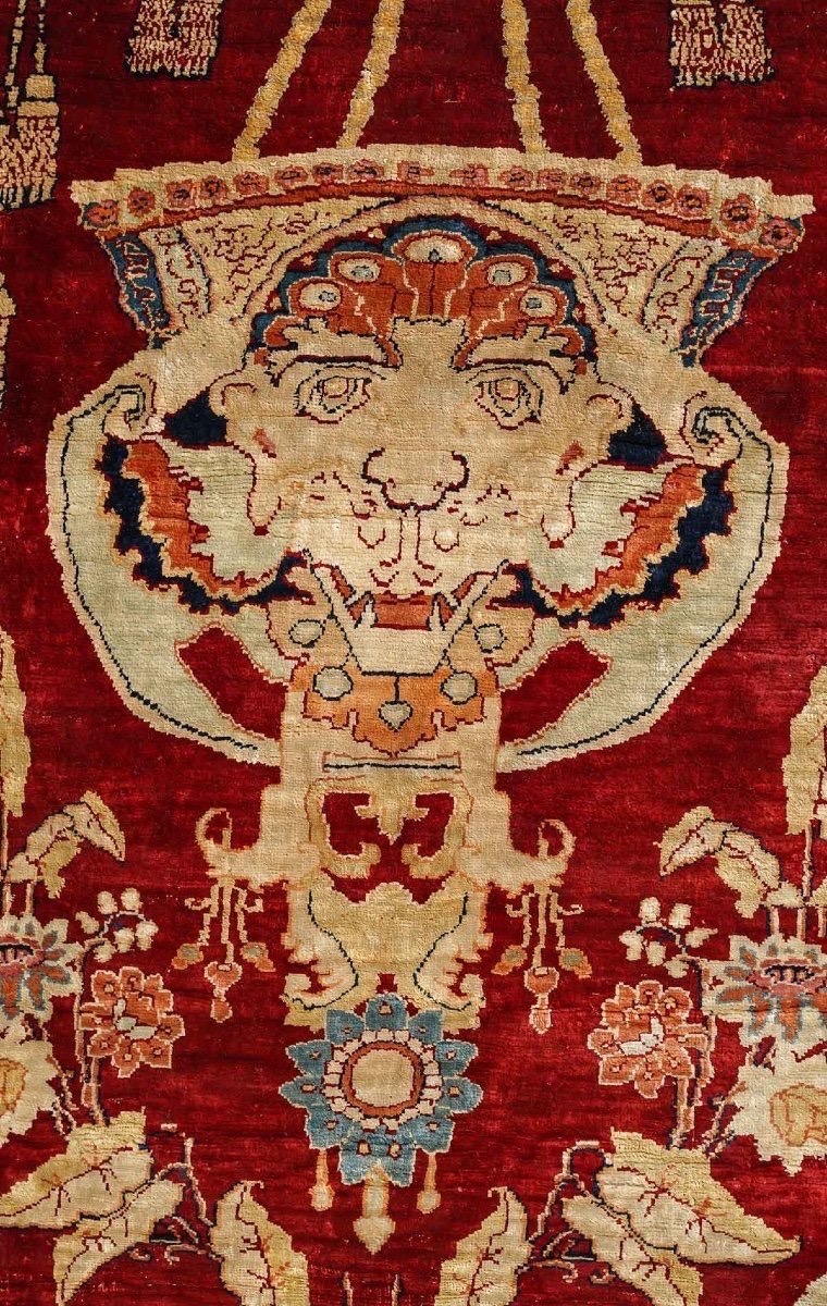 Large Heriz Silk Carpet – Orientalist Style, 19th Century-photo-3