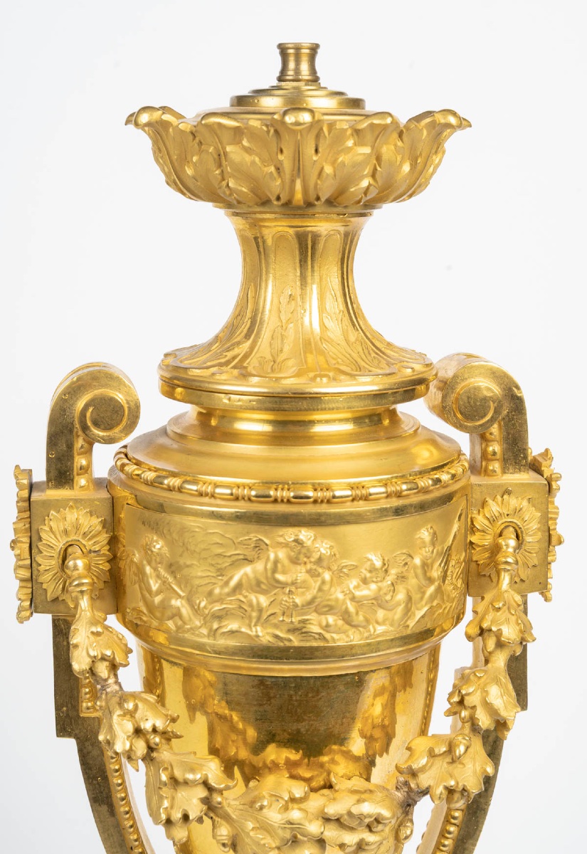 19th-century Gilt Bronze Vase Mounted As A Lamp-photo-2
