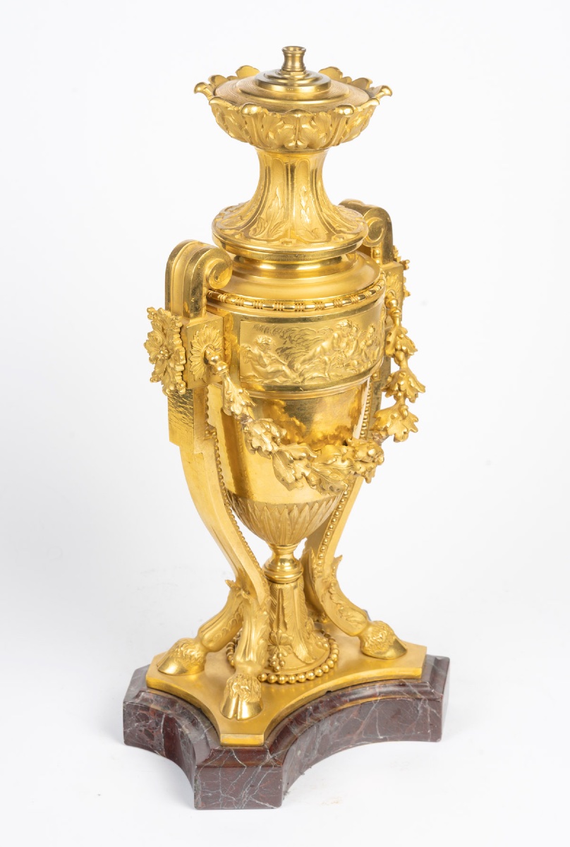 19th-century Gilt Bronze Vase Mounted As A Lamp-photo-3
