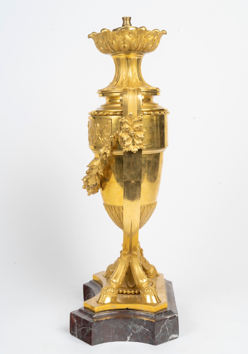 19th-century Gilt Bronze Vase Mounted As A Lamp-photo-2