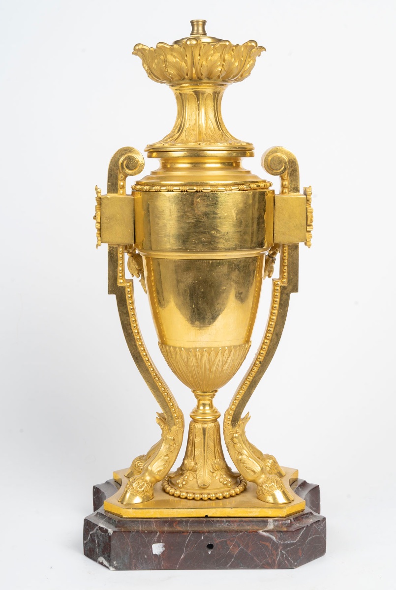19th-century Gilt Bronze Vase Mounted As A Lamp-photo-3