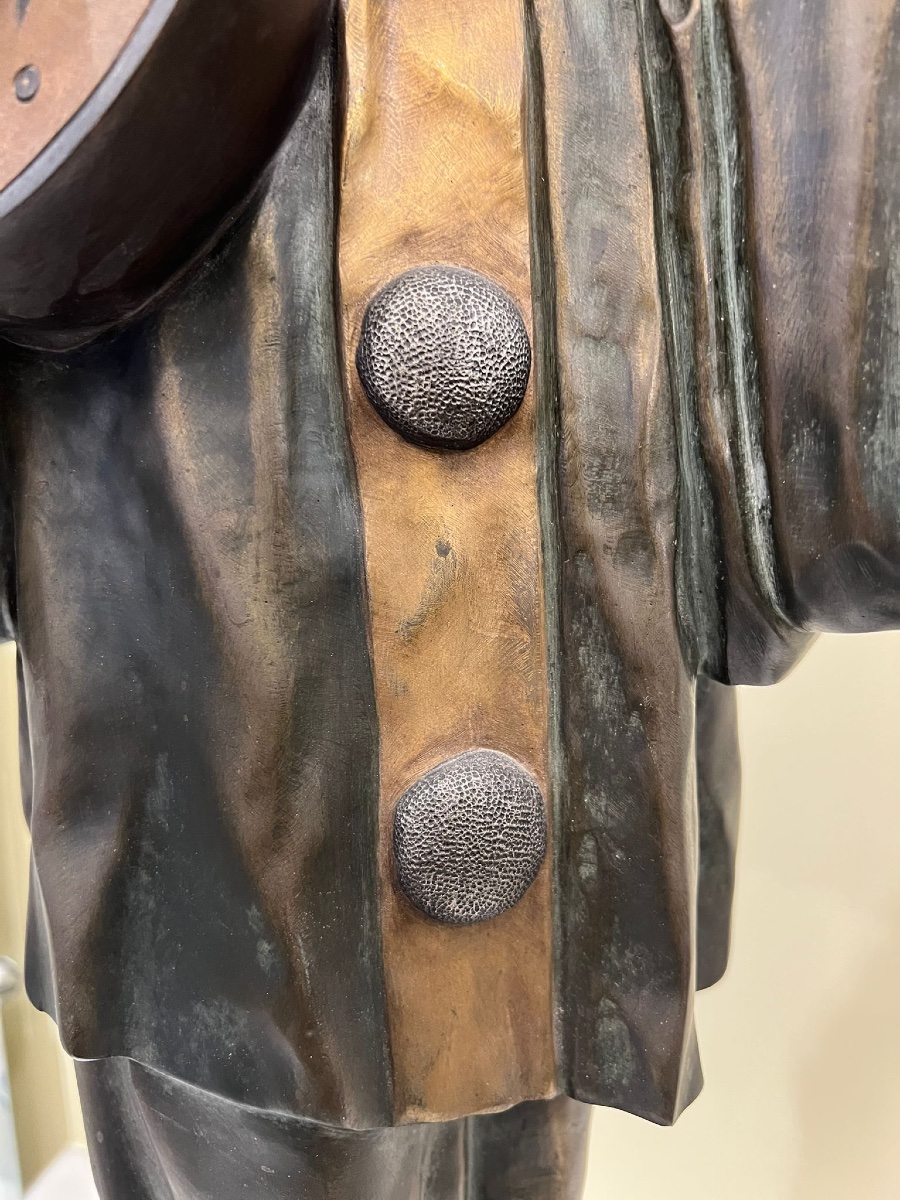 Rare Bronze Sculpture On A Carrara Marble Base "pierrot – The Serenade"-photo-1