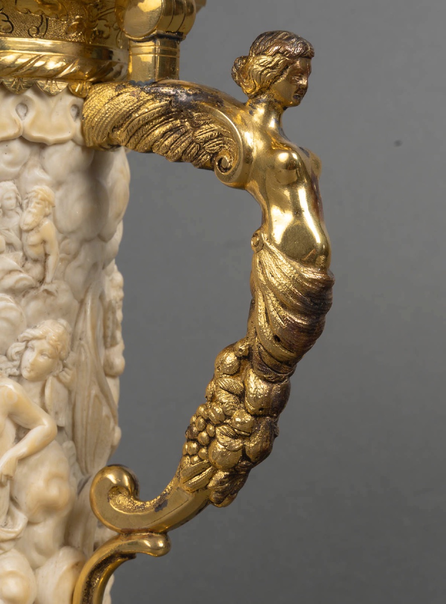 Rarissime tankard en argent doré (vermeil) et ivoire sculpté, 19ᵉ siècle-photo-6