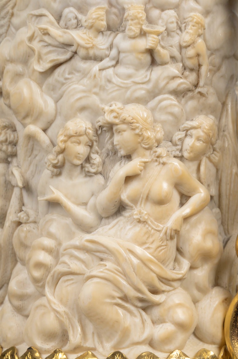 Rarissime tankard en argent doré (vermeil) et ivoire sculpté, 19ᵉ siècle-photo-7