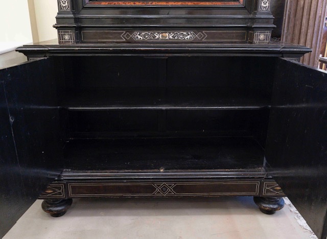 Large Ebony Cabinet, Ivory And Tortoiseshell Marquetry, Cites Certificate.-photo-6